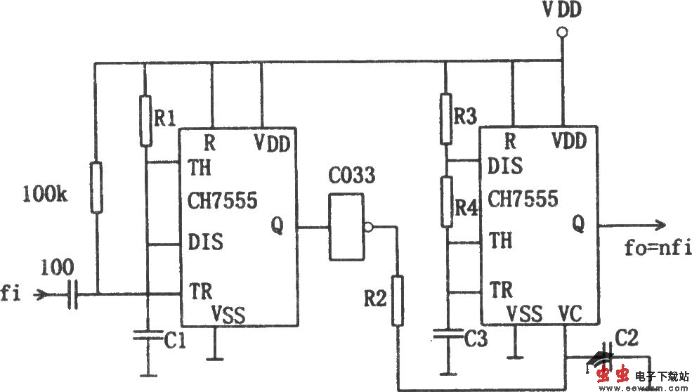 CH7555构成的任意倍频器