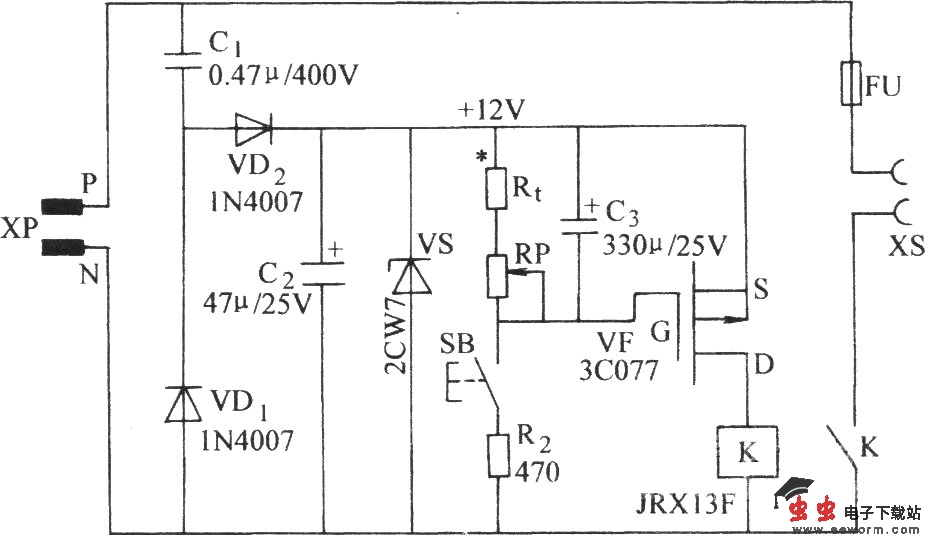 用一只场效应晶体管的延时电路