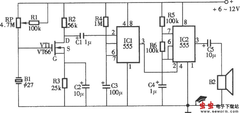 高灵敏度声控报警器电路