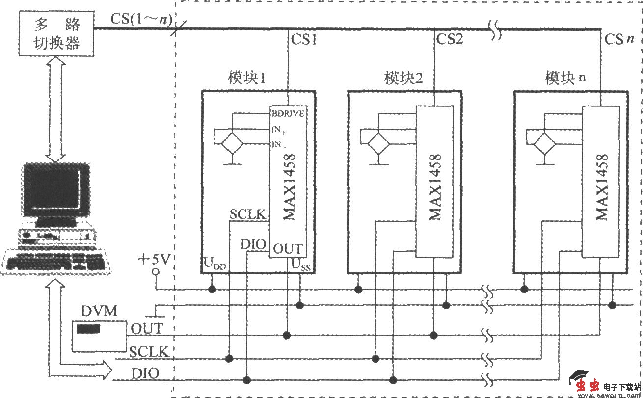 由数字式压力信号调理器MAX1458构成的压力测试电路