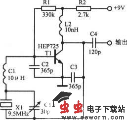 9.5MHz可调晶体振荡器
