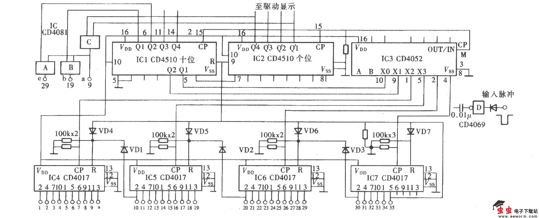 用CD4017组成任意进制计数输出电路之二