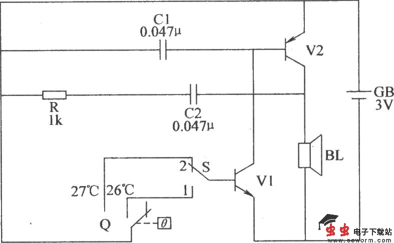 水稻育苗床高温报警器电路