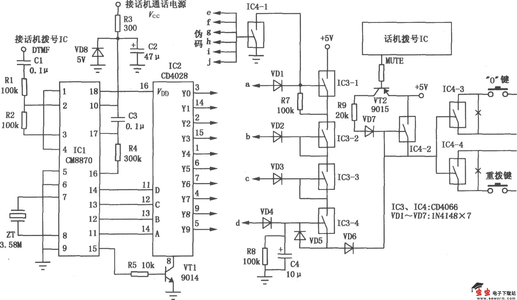 长途电话密码锁