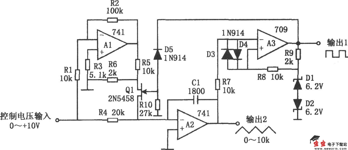 具有三角波和方波输出的压控振荡器