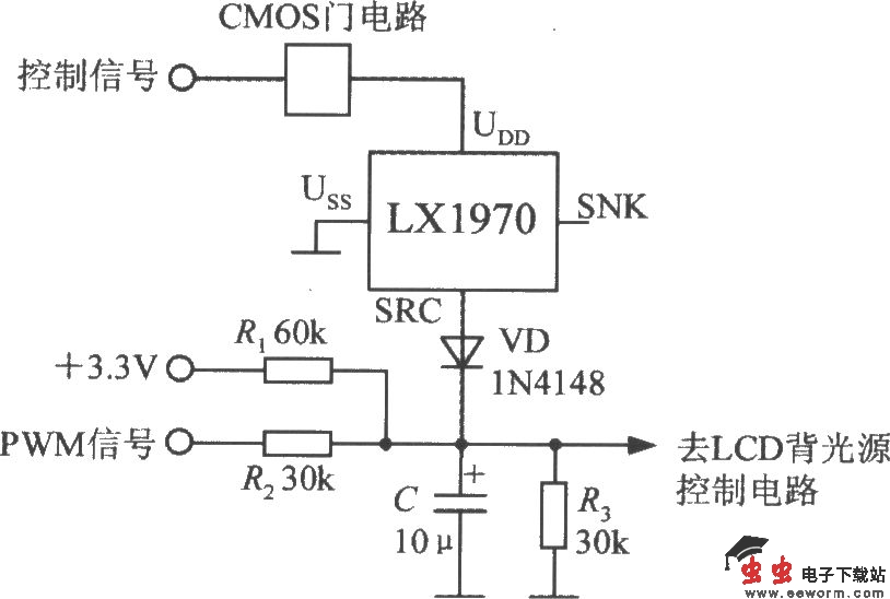 采用门控开关的亮度调节电路(可见光亮度传感器LX1970)