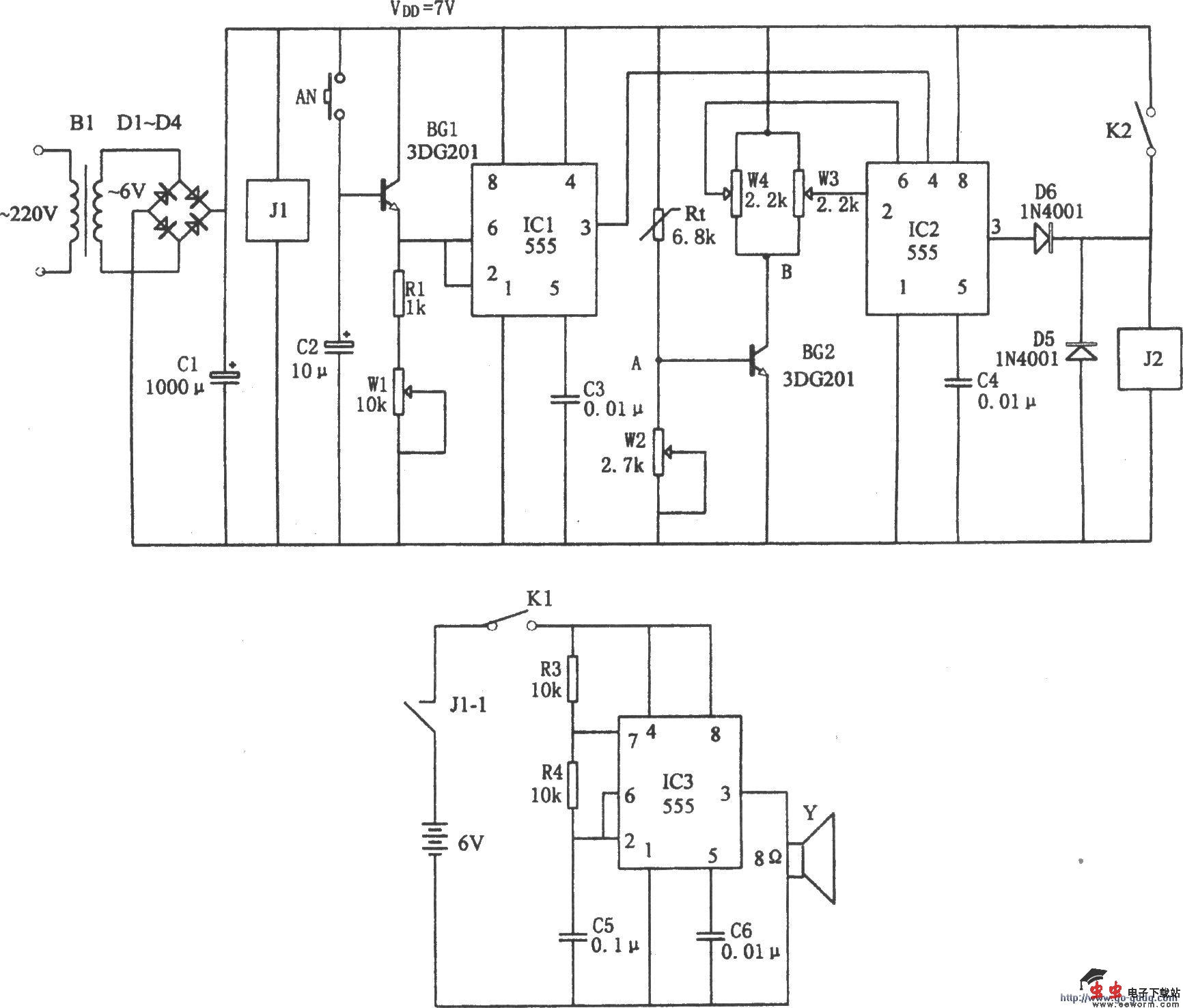 555构成的豆芽自动浇水控制器