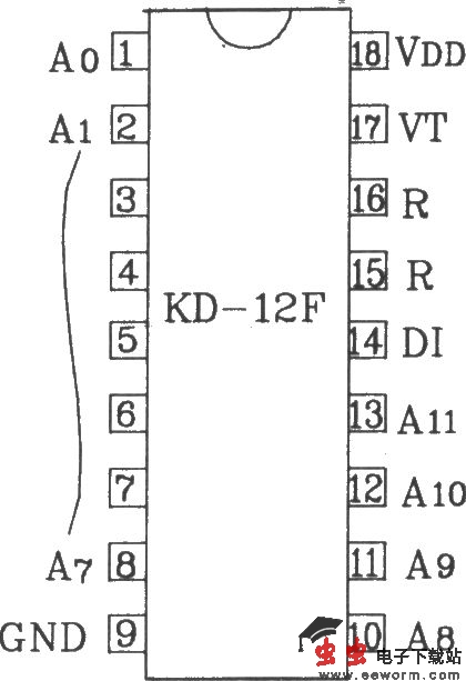 KD-12E/KD-12F构成4096路单一功能遥控发射/接收应用电路图