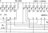 两块LM3914构成的20位LED点/线转换显示电路电路图