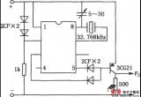 石英电子钟集成电路组成的定时电路电路图