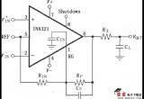 采用反馈电容改进动态特性的INA321／322放大电路电路图