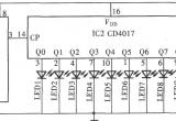 由NE555、CD4017组成的LED运动方向显示器电路图