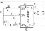 高精度长延时定时控制器(CD4060、CD4017)电路图