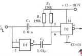 用门电路组成的脉冲倍频器(CD4011)电路图