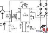 由SH809构成的四路输出音乐彩灯串控制电路电路图
