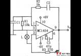 MC1454构成的低功耗文氏电桥振荡器电路电路图