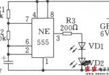 利用555时基电路制成的低频振荡(闪烁发光电路)电路电路图