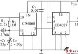 1Hz时钟信号源电路(CD4060、CD4027)电路图