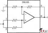 增益为2的精密放大电路(INA105)电路图