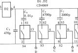 用门电路组成的数控振荡器(CD4066、CD4069)电路图