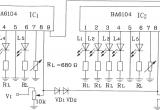 2块BA6104五位LED电平表驱动集成电路构成的10点LED电平显示电路电路图