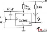 由LM3911单片温度控制集成电路构成的双电源测温电路电路图