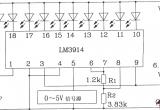LM3914系列点/线图形LED显示驱动集成电路构成的0～5V线图指示器电路图