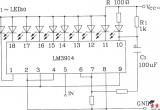 LM3914系列点/线图形LED显示驱动集成电路构成的带有闪光报警的LE电路图