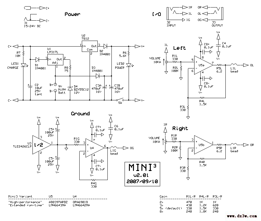 AD8397与OPA6901D小型耳放原理图
