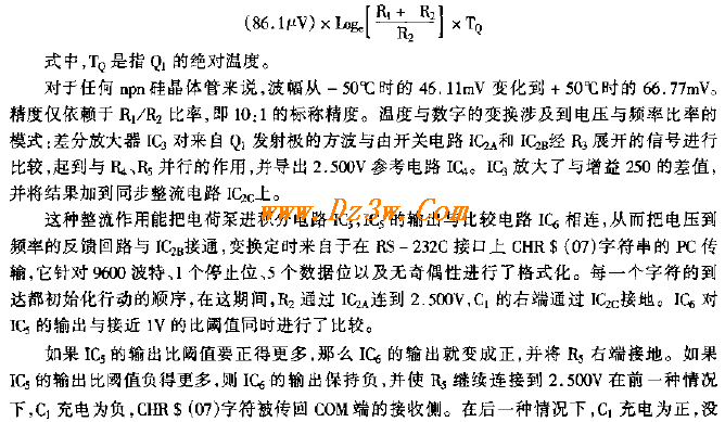 晶体管构成串口数字温度电路图