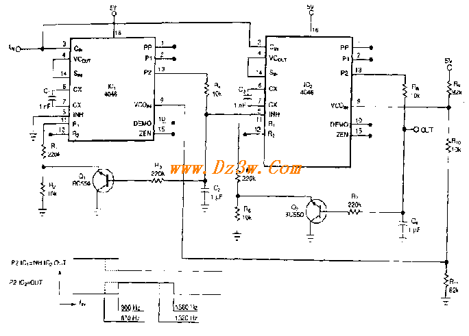 CD4046组成的具有滞后量电路图