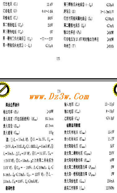 50电子管参数