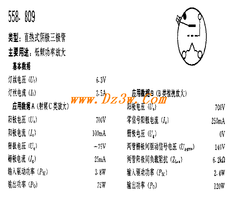 809电子管参数