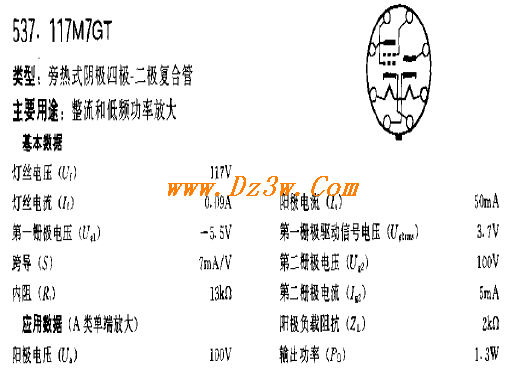 117M7GT电子管参数