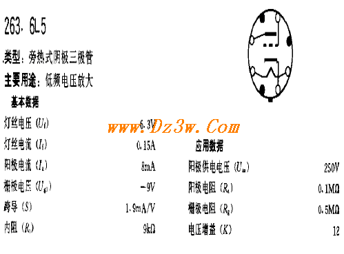 6L5a href=http://www.dz3w.com/info/tube/ target=_blank class=infotextkeya href=http://www.dz3w.com/component/tube/tubeindex.htm target=_blank class=infotextkey电子管/a参数/a