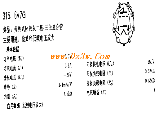 6V7Ga href=http://www.dz3w.com/info/tube/ target=_blank class=infotextkeya href=http://www.dz3w.com/component/tube/tubeindex.htm target=_blank class=infotextkey电子管/a参数/a