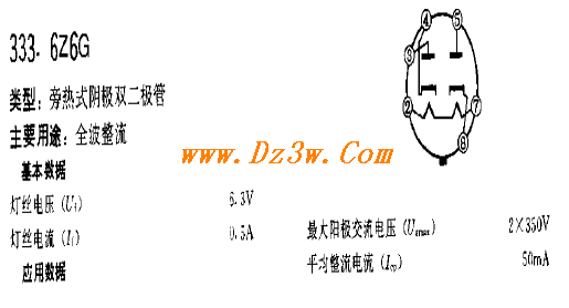 6Z6Ga href=http://www.dz3w.com/component/tube/tubeindex.htm target=_blank class=infotextkey电子管/a基本参数