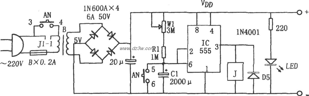 555构成的肝炎病菌消毒器电路图