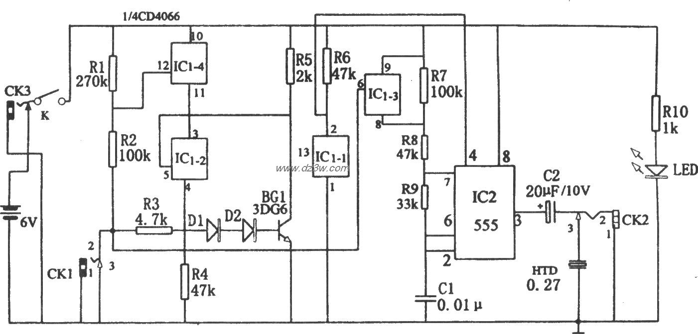 五用途三态声频逻辑笔(C电路图
