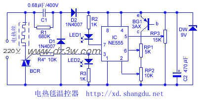 555电热毯温控器电路电路图