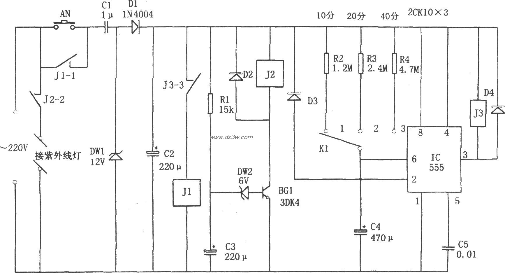 555构成的用于EPROM擦除电路图