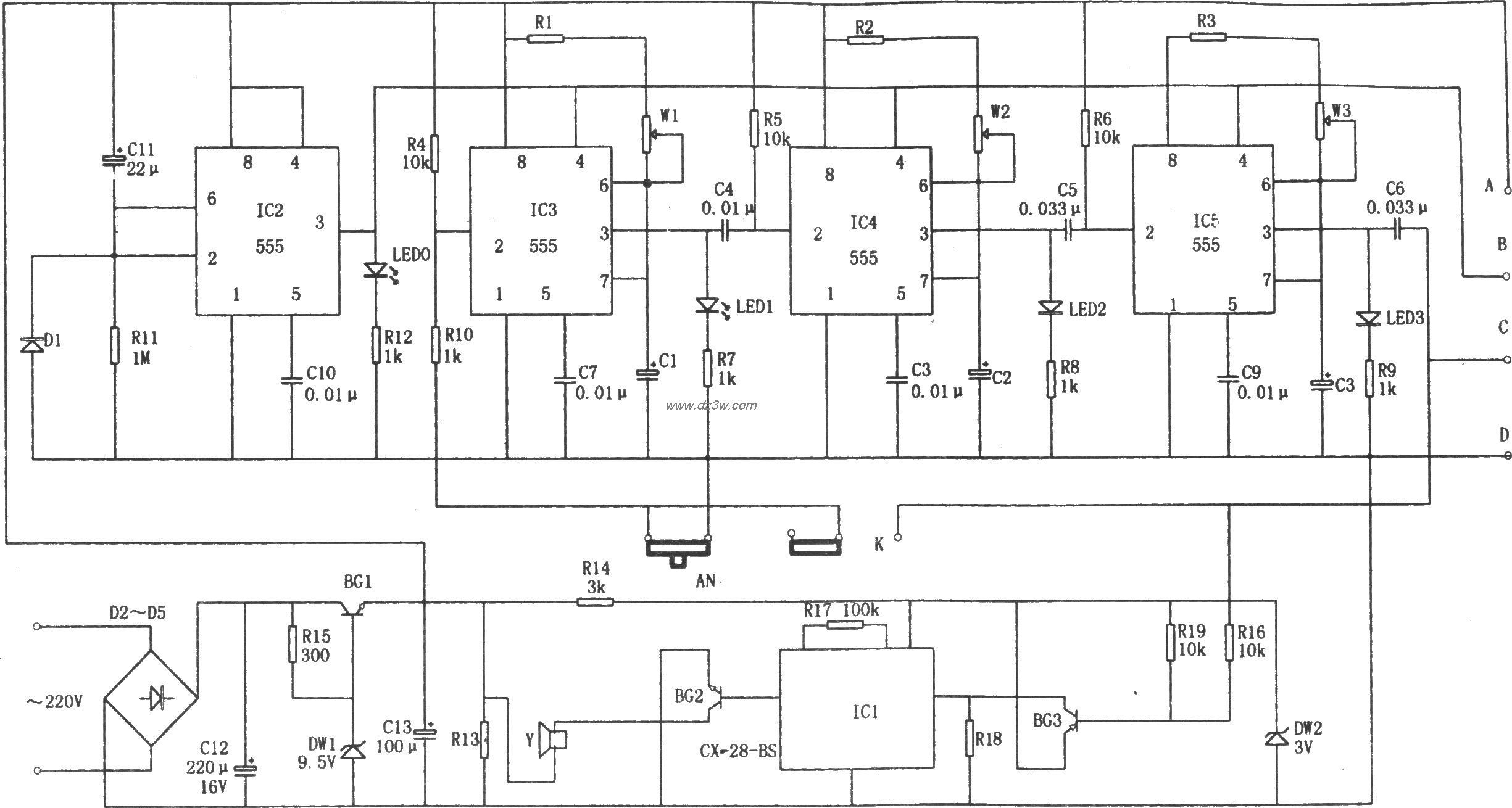555构成的时序控制电路电路图