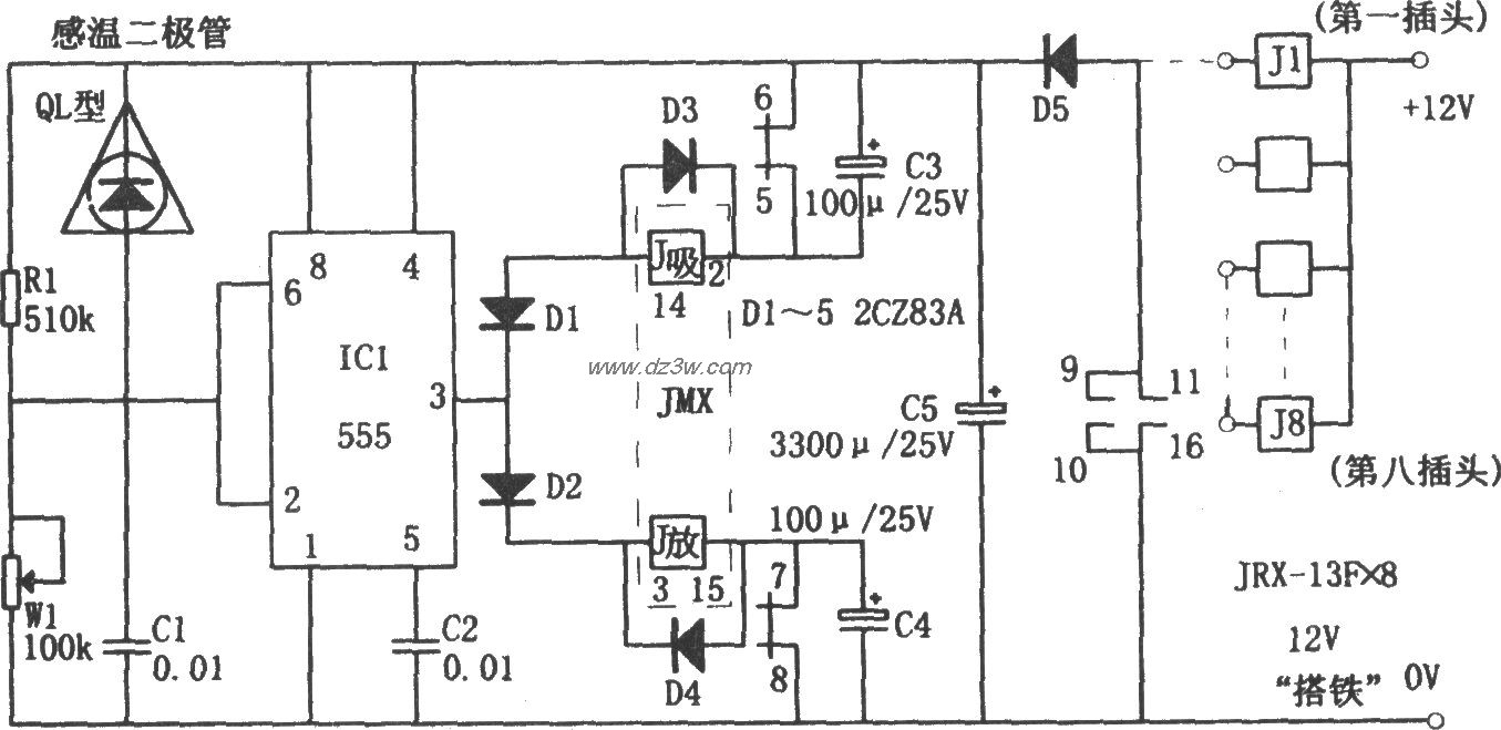555构成的轴温报警电路电路图