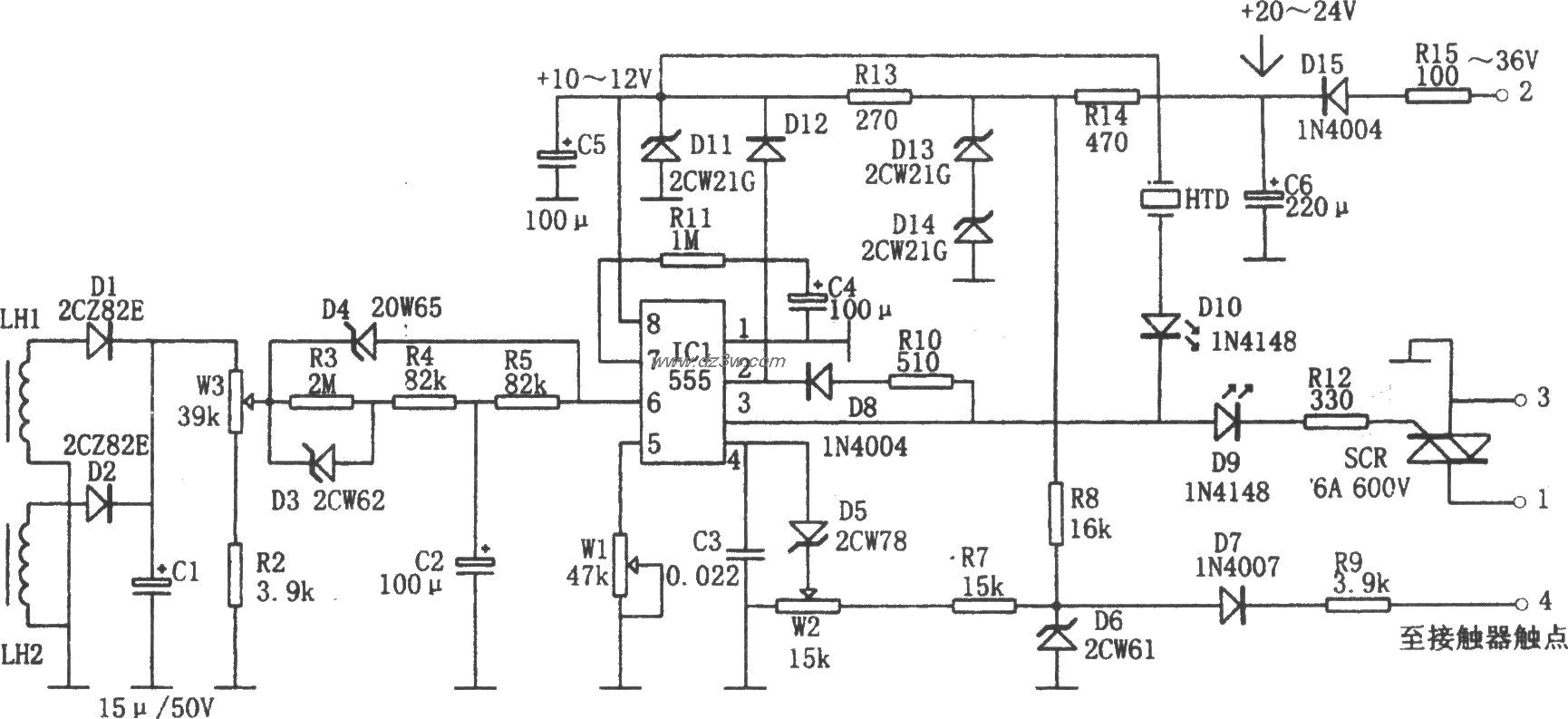 555构成的电机综合保护报电路图