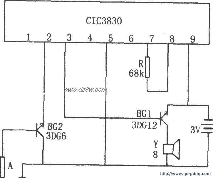 音乐集成电路CIC3830构成电路图