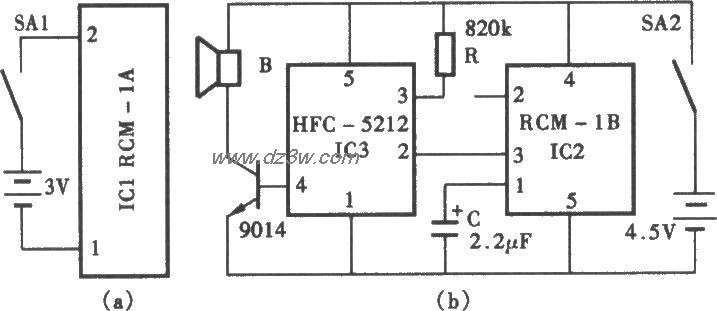 无线防盗及防丢失报警器电路图