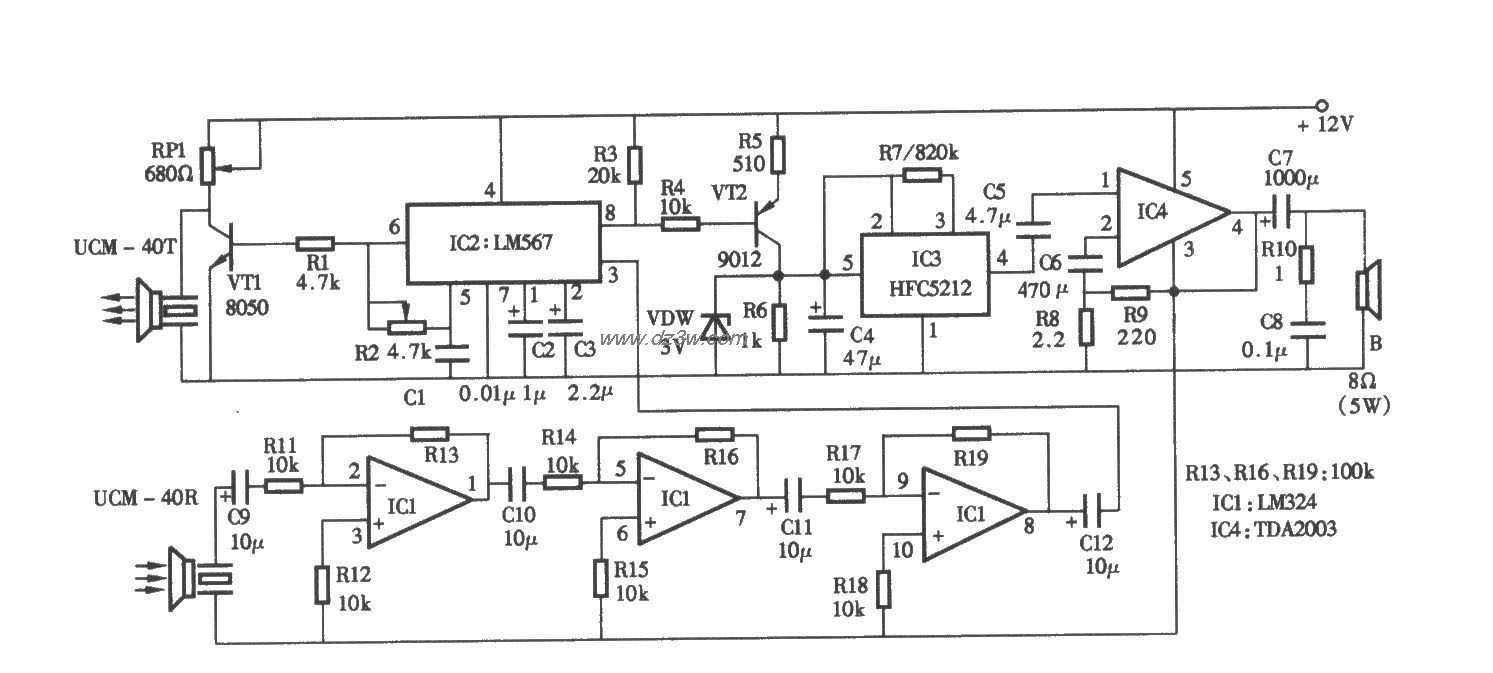 汽车倒车安全警示器电路电路图