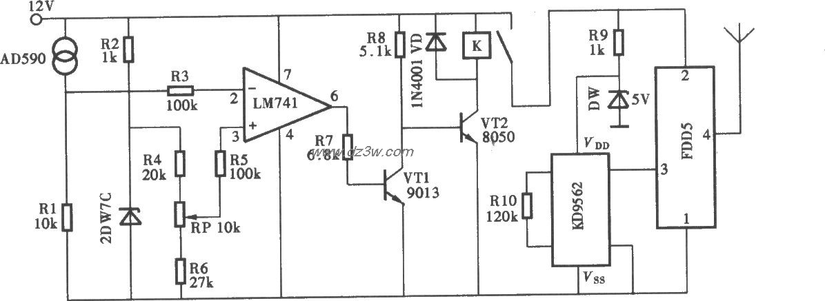 超温监测无线电报警电路电路图