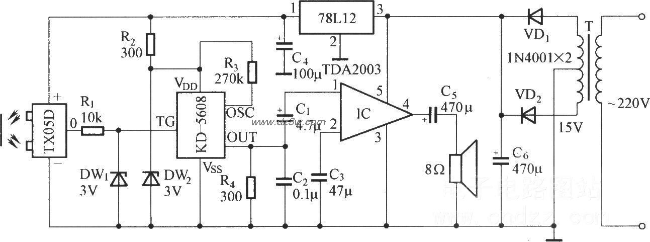 电子警犬式报警电路电路图