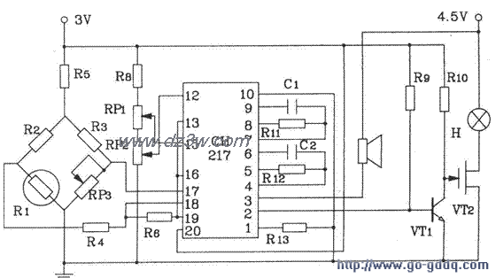 CH217煤气,瓦斯检测报警电路图